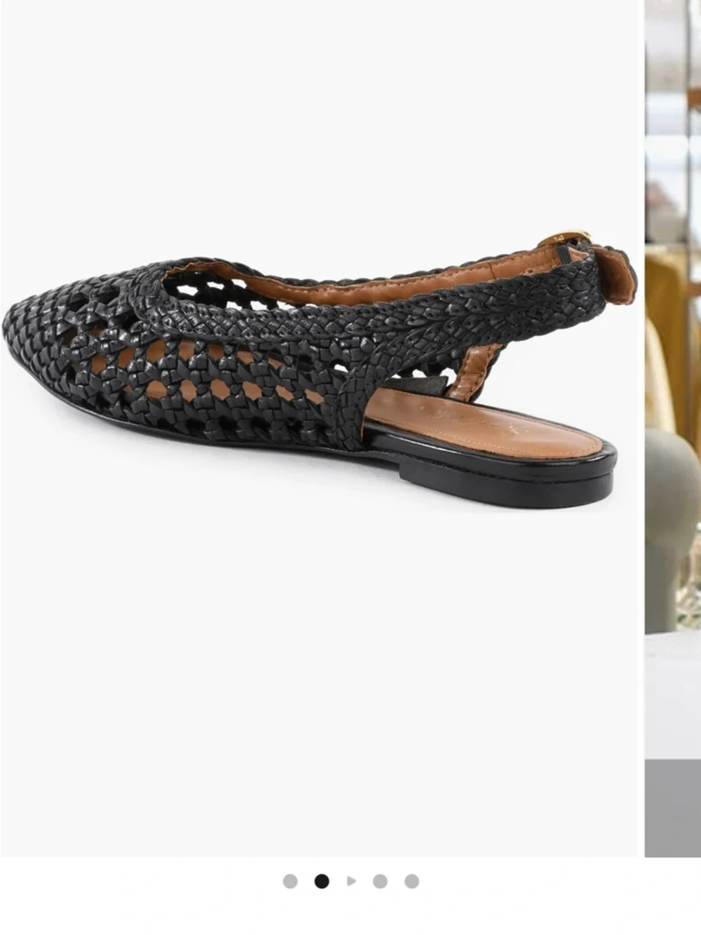 Seychelles Black Braided Slingback Pointed- Toe Flat
